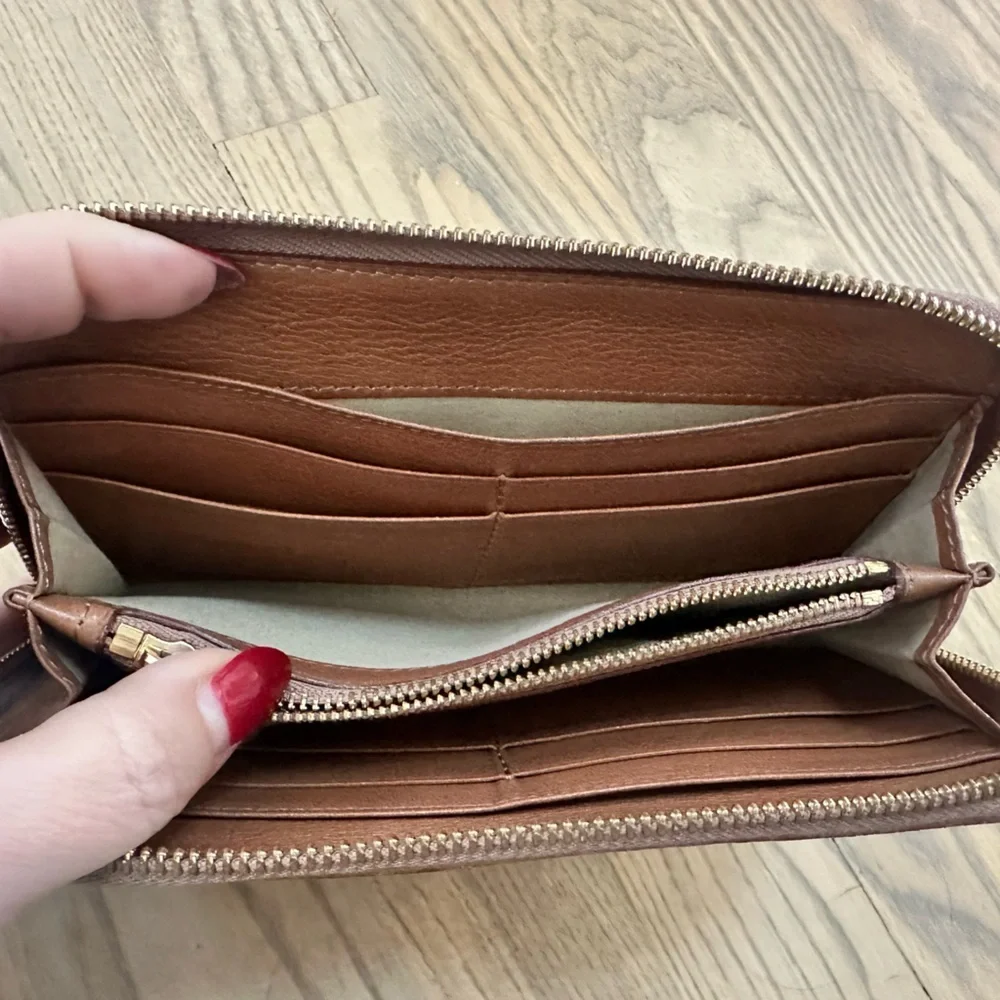 Chloe Brown Leather Wallet with Gold Accents